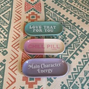 Set of 3 ceramic inspirational trinket trays